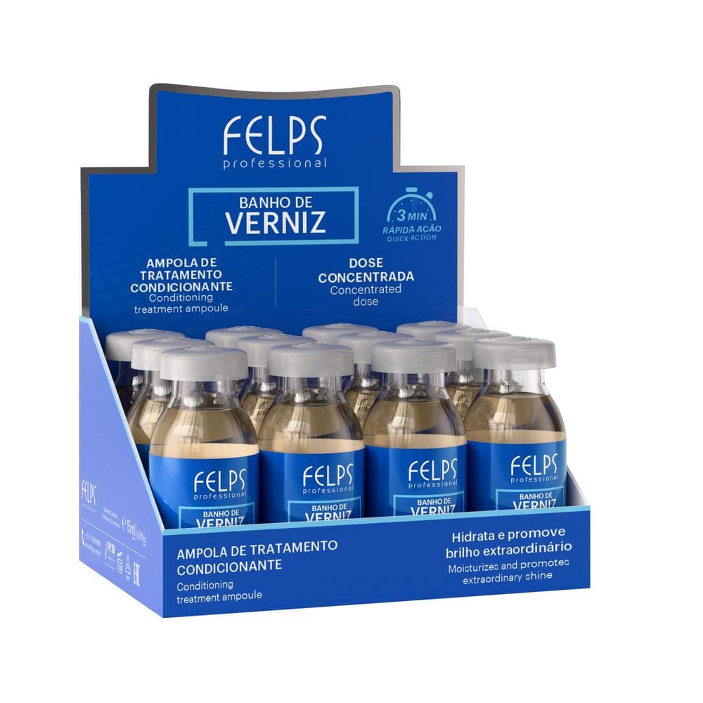 Ampola de Tratamento Banho de Verniz Hidrabrilho Felps Professional - 12x15mL