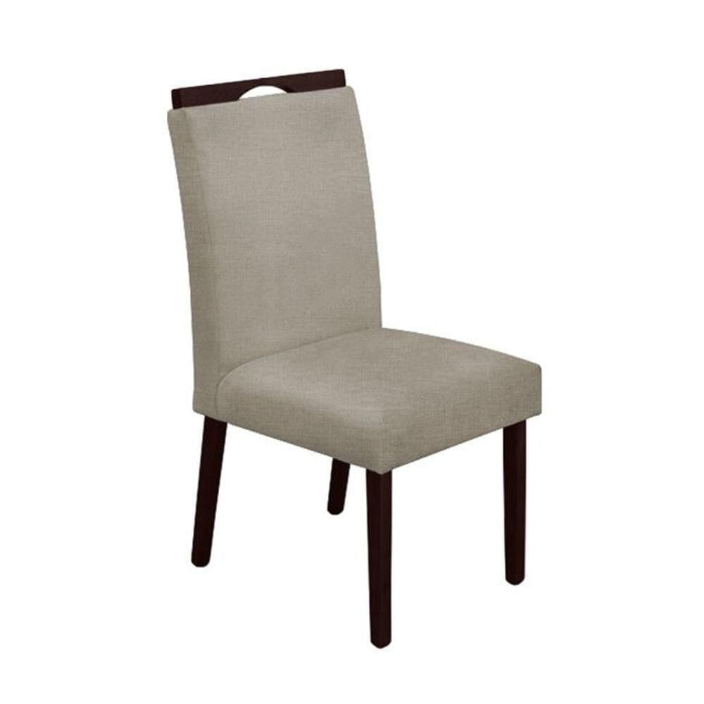 Cadeira Mesa De Jantar Madeira Maciça Linho Premium Heloísa Castanho Bege Linho