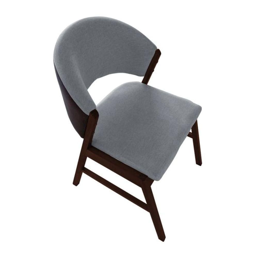 Cadeira De Jantar Madeira Maciça Débora Compose Facto Ocre Cinza Linho Castanho