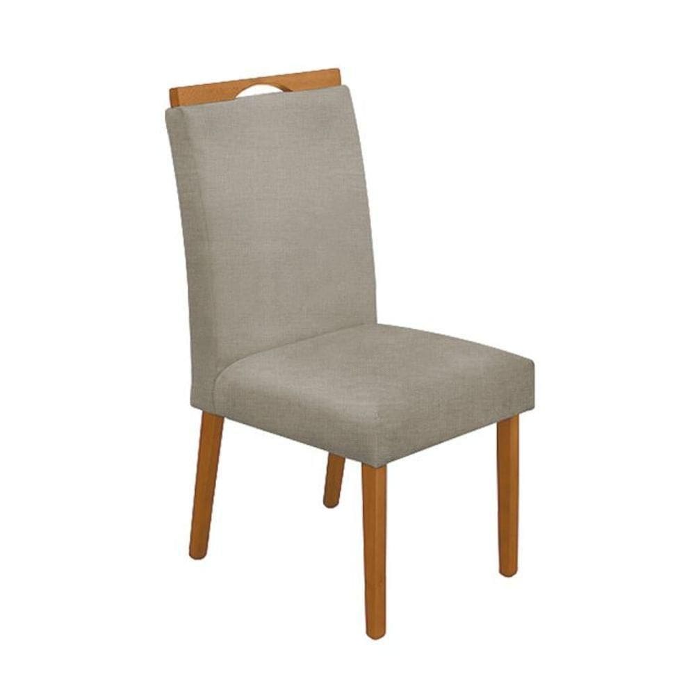 Cadeira Mesa De Jantar Madeira Maciça Linho Premium Heloísa Cerejeira Bege Linho