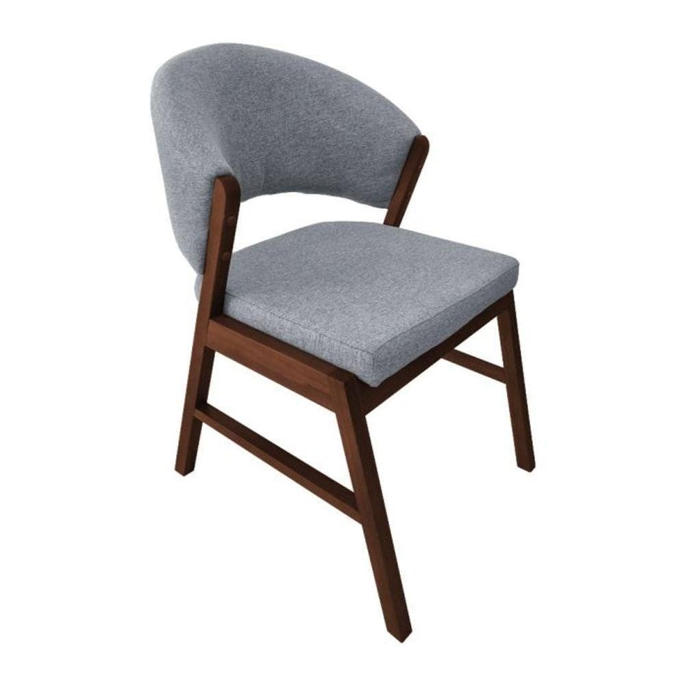 Cadeira De Jantar Madeira Maciça Débora Linho Premium Cinza Linho