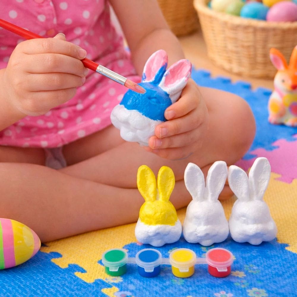 Cabeça Coelho Páscoa Para Pintar Colorir Com Pincel Kit 60pç