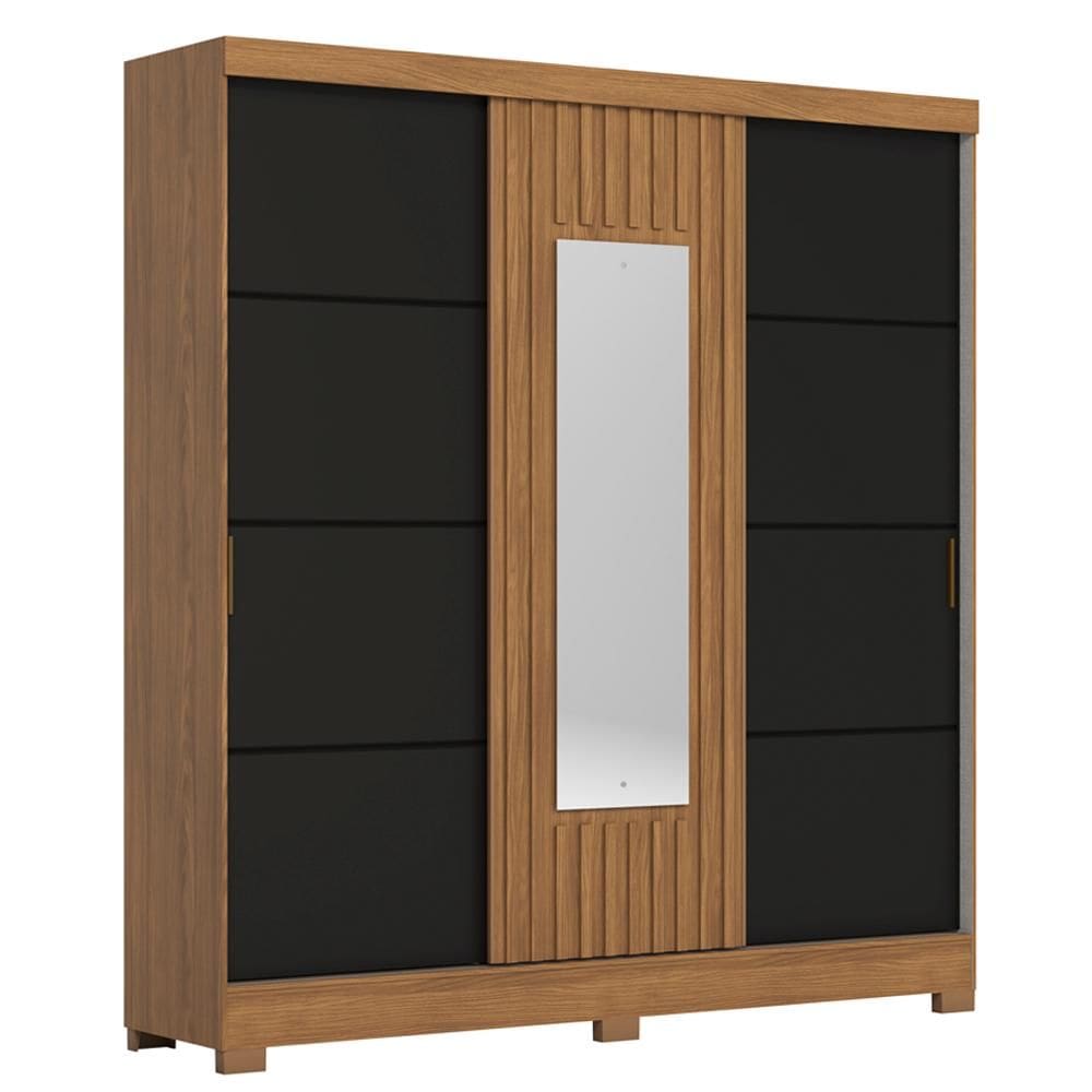 Guarda Roupa Casal 3 Portas Deslizantes Com Espelho 200 cm B376 Briz