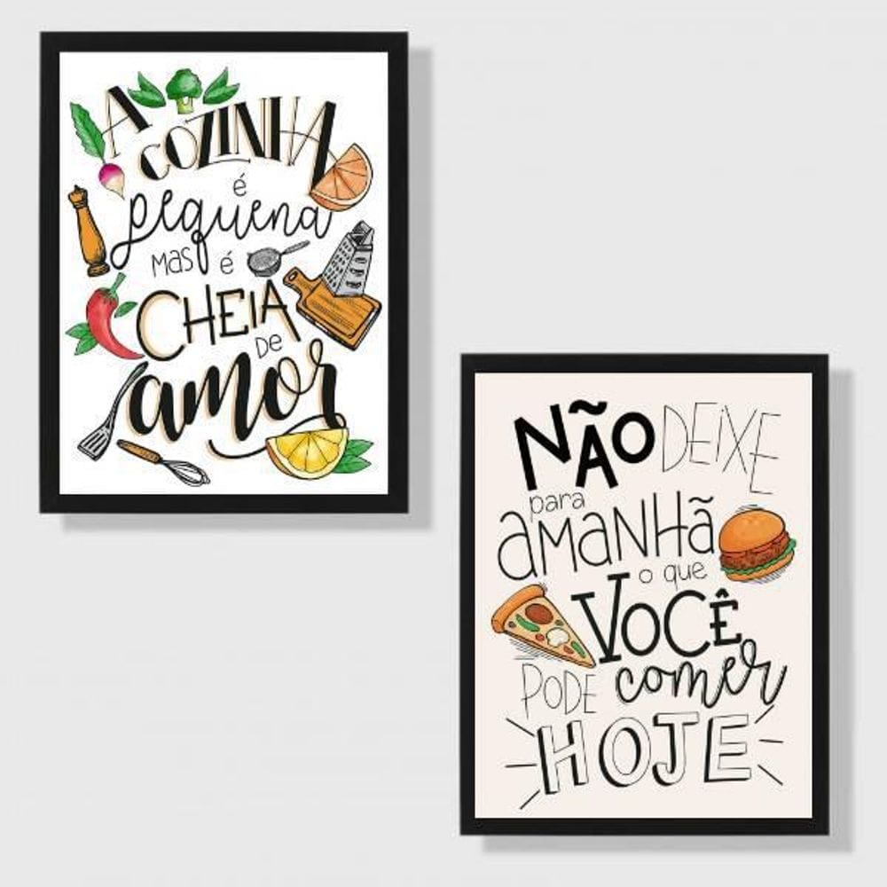 Kit 2 Quadros Frases Cozinha Humor 24X18Cm