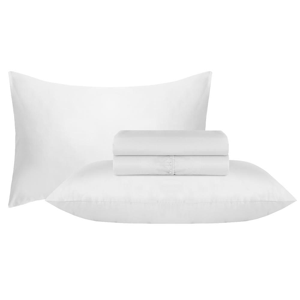 Jogo de Cama Duplo Casal 4 Peças Percal 180 Fios Branco Sonhare Prata