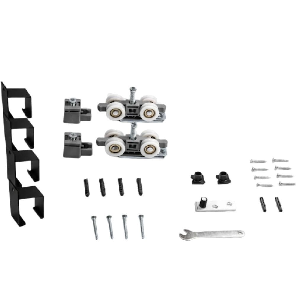 Kit Côncavo com Suporte Roldana 4 Rodas Preto Fosco 2 Metros - 32743 - PERFIL ROLD