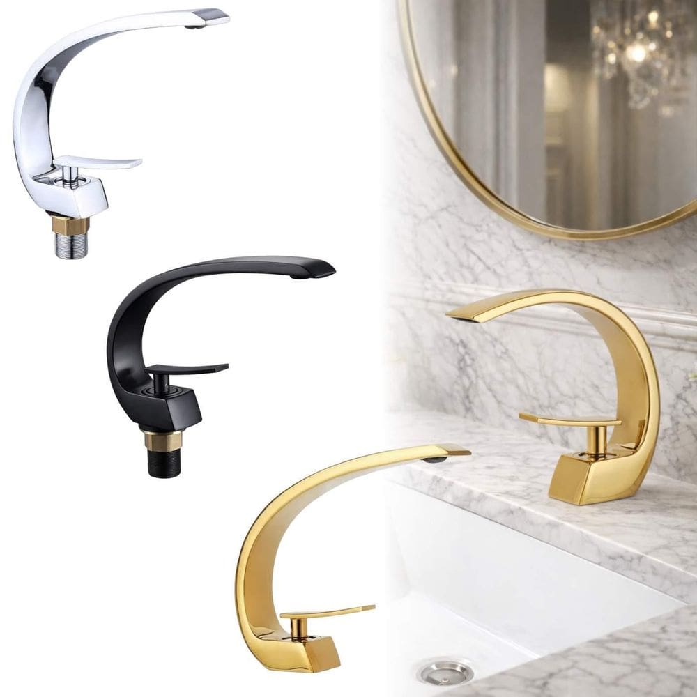Torneira Curvada Monocomando Quente E Fria Luxo Cor Dourado