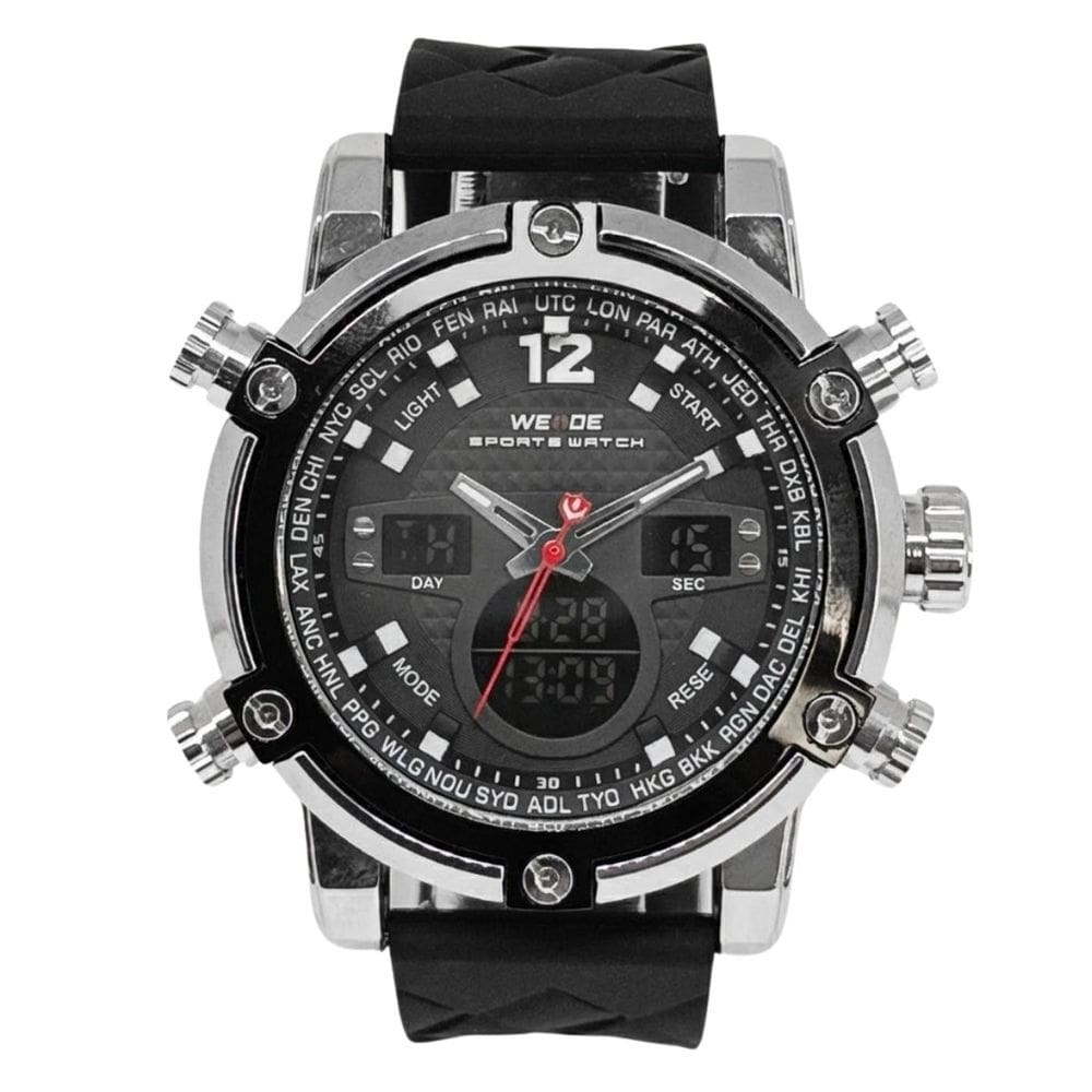 Relógio Masculino Weide AnaDigi WH-5205 Prata e Preto
