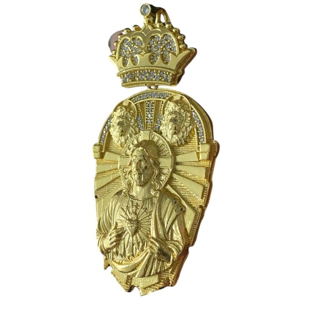 Pingente Jesus Leão Oval - Banhado A Ouro 18K