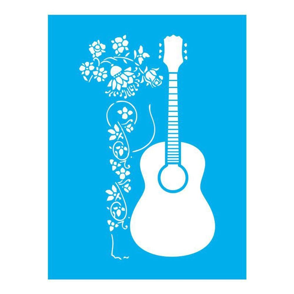 Stencil Tamako Violão Flores - 15X20Cm - Ref 8704