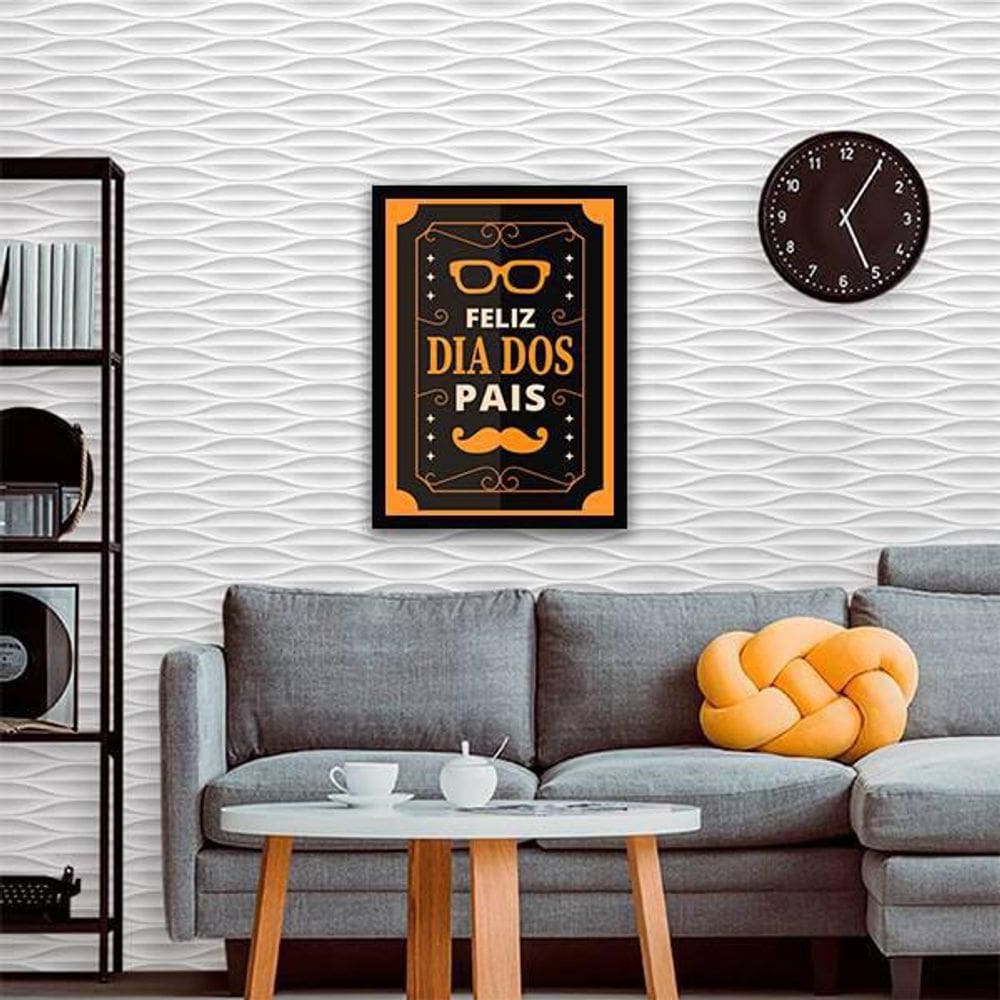 Quadro Decorativo Feliz Dia Dos Pais Preto E Amarelo