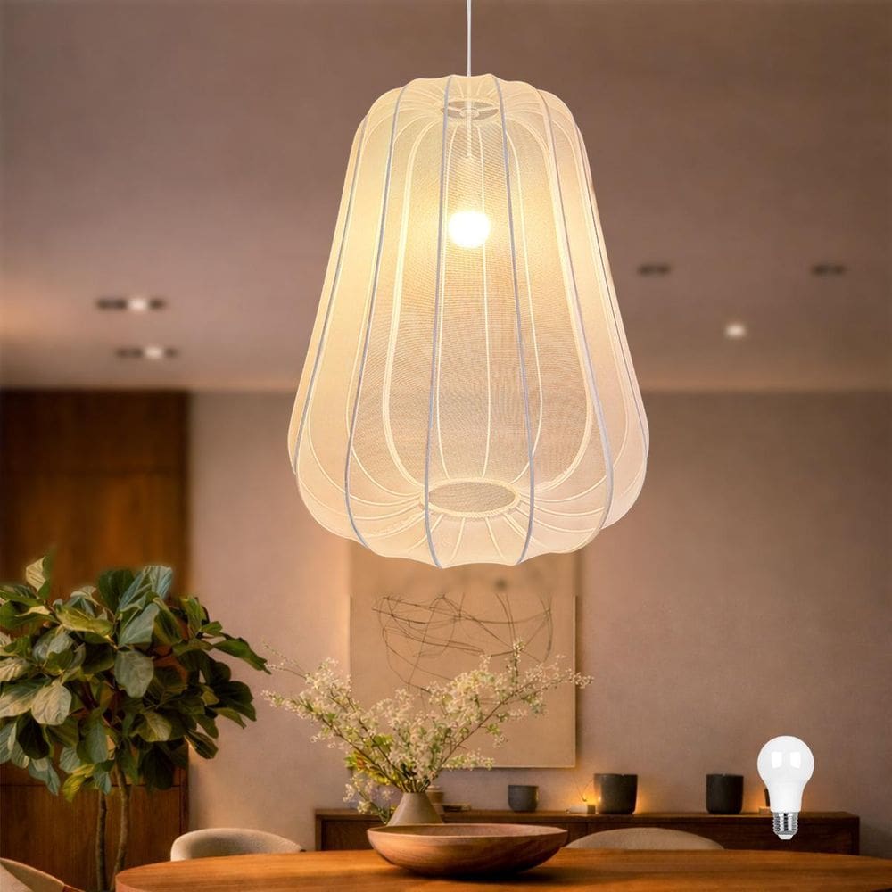 Pendente Bubble Tecido Transparente 50 X 60 Tec10 + Led