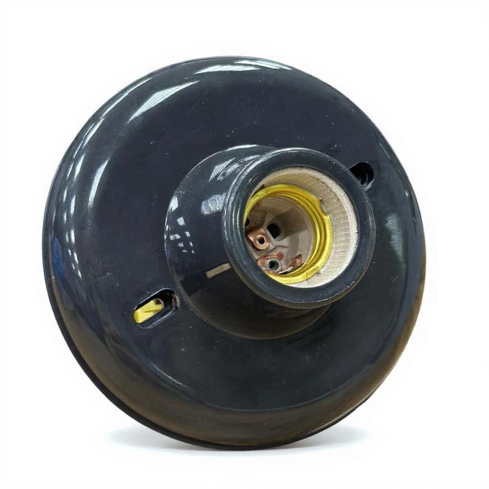 Plafon Preto 113 Com Soquete E-27 De Porcelana