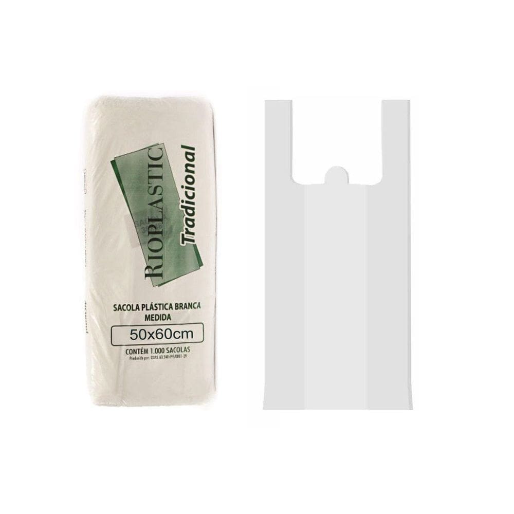 Sacola Plástica Grande Branca 50X60Cm - Rioplastic C/1000
