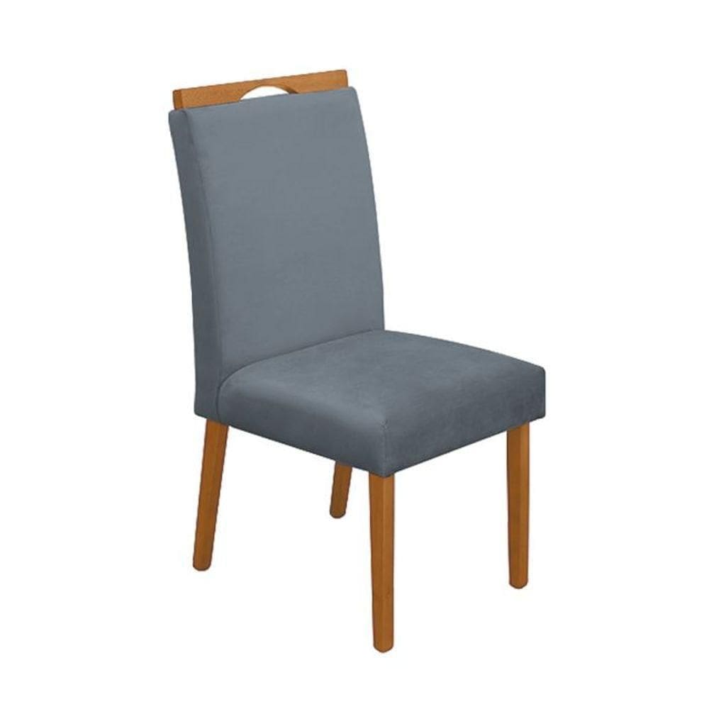 Cadeira Mesa De Jantar Madeira Maciça Veludo Premium Heloísa Cinza Cerejeira