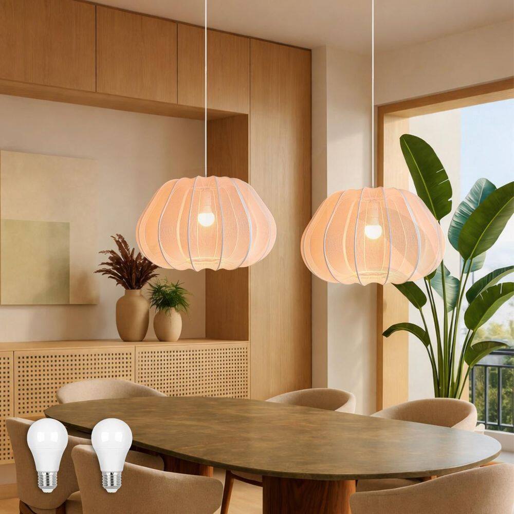 2 Pendente Balloon Tecido Transparente 50 X 30 Tec12 + Led