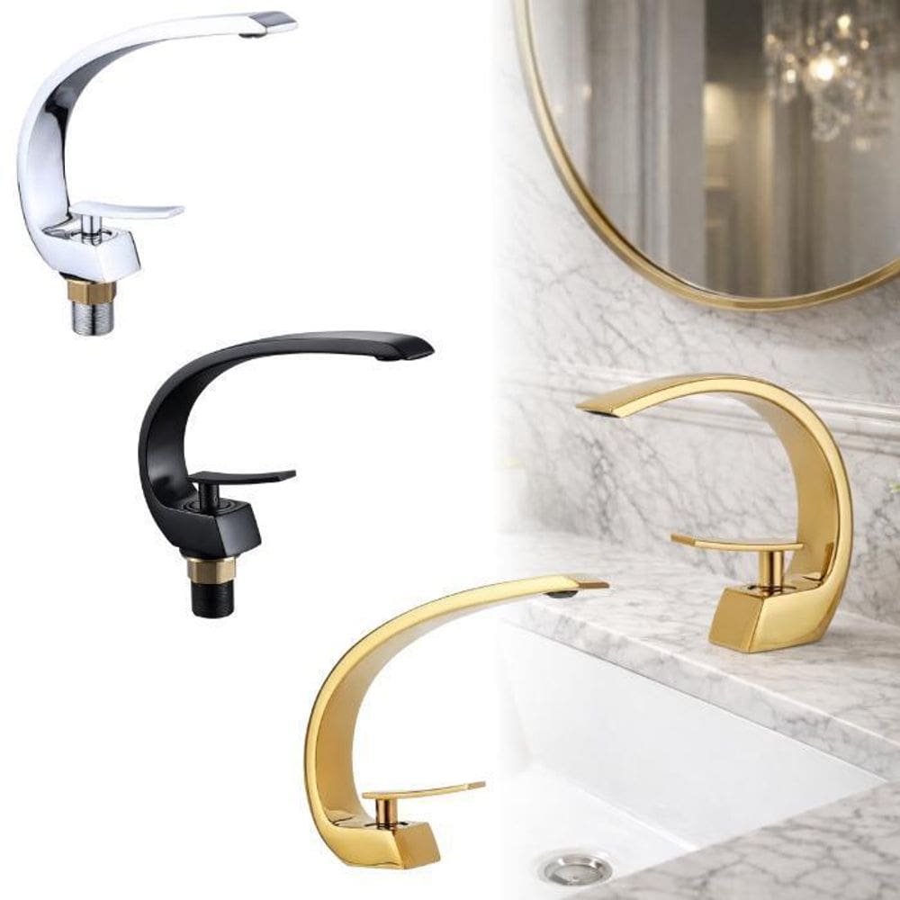 Torneira Curvada Monocomando Quente E Fria Luxo Cor Prata