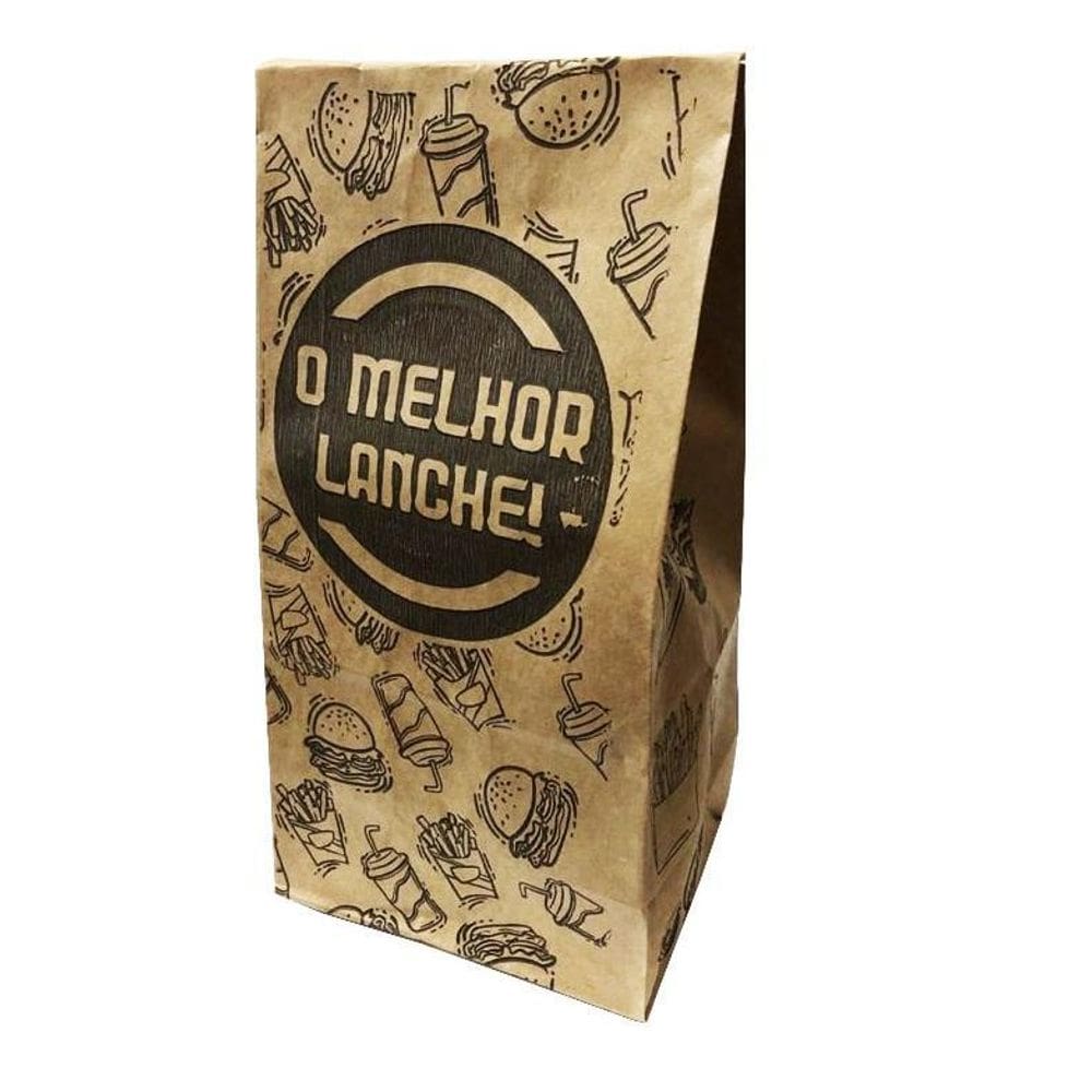 Saco De Papel Impresso Para Lanche Kraft Pequeno 3Kg C/100
