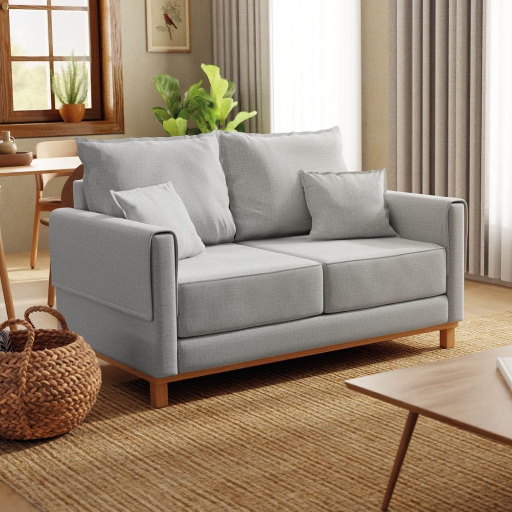 Sofá 2 Lugares 160cm Ananda Cabecasa Madeiraoriginals Cinza