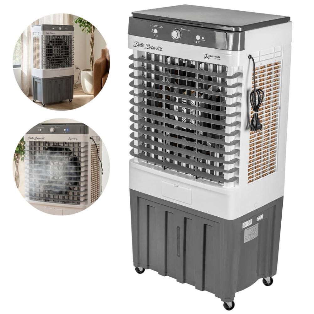 Climatizador de Ar Frio Portátil 80 L 3 Velocidades Ventilador Brisa Venti-Delta
