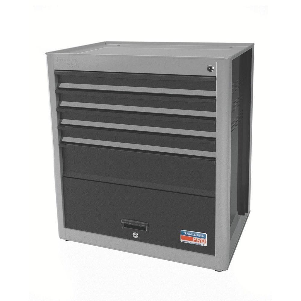 Módulos Bancada 5 Gavetas Uma Porta Tramontina Pro Cinza Orgnizador Ferramentas Gavetas Armários Tramontina