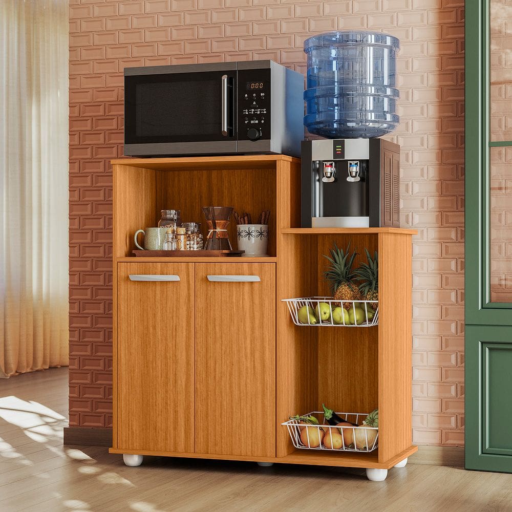 Armário Multiuso Fruteira Sollys 2 Portas Cesto Metal Nicho Microondas