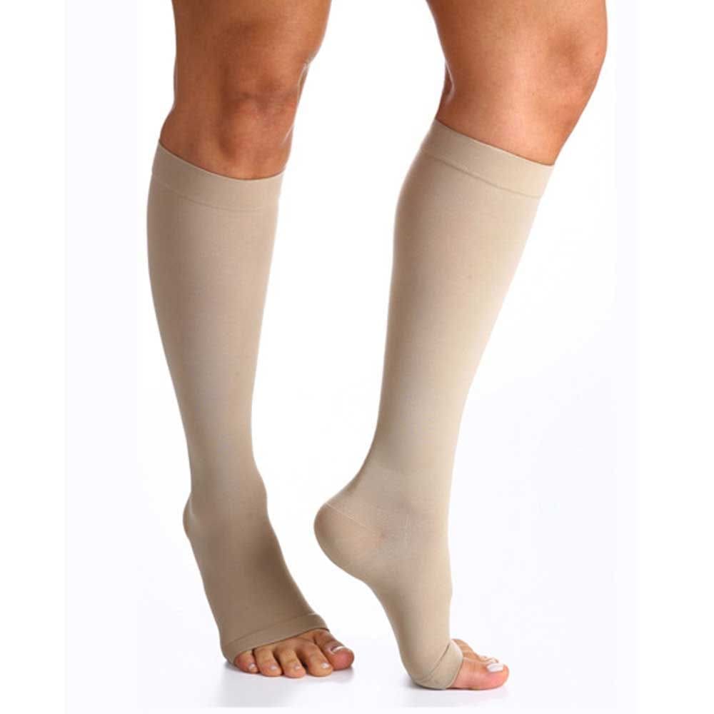 Meia Panturrilha (3/4) Sigvaris Select Comfort Premium 20-30 mmHg G (Tamanho Grande) Curto, Cor Natural, Ponteira Aberta