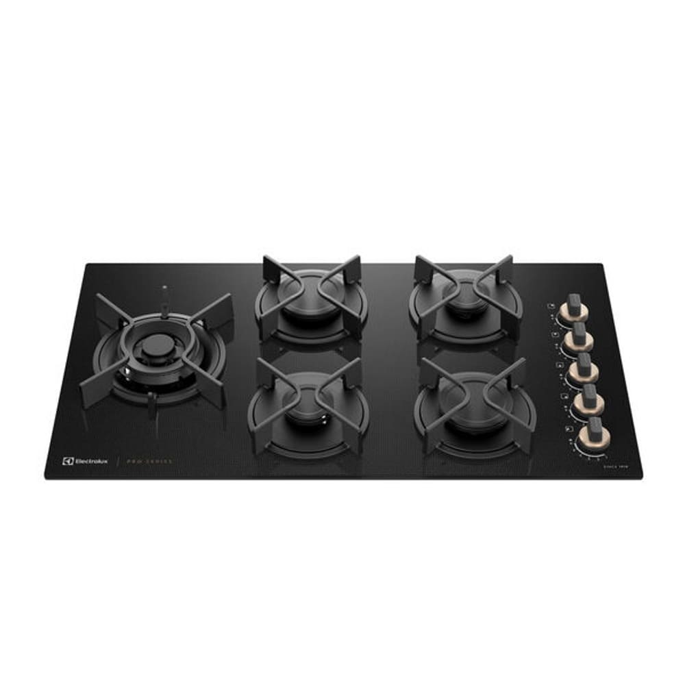 Cooktop 5 Bocas a Gás Automático Mesa de Vidro Preto Bivolt Pro Series KE5PS Electrolux