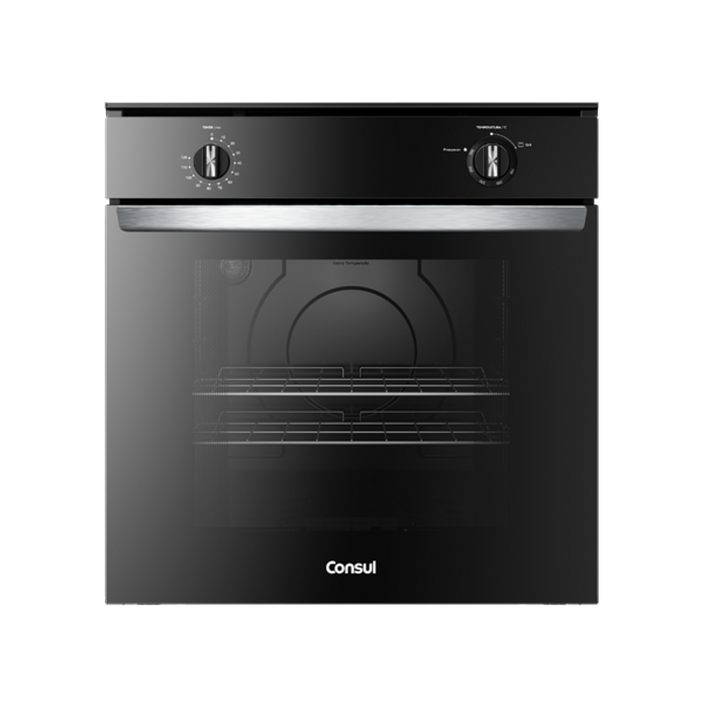 Forno a Gás de Embutir 78L Consul com Grill e Timer COA84CERNA Preto 220V