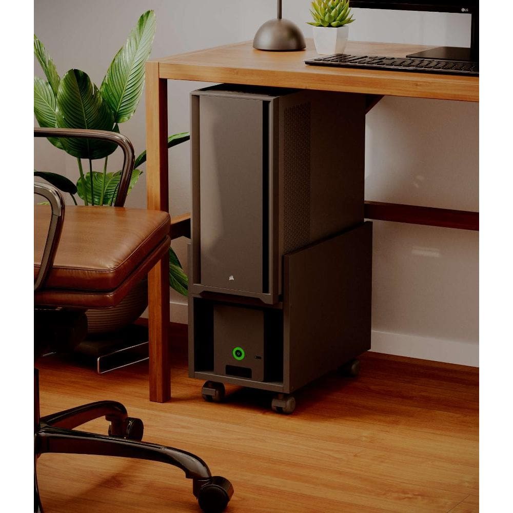 Suporte para CPU e Nobreak Capri Preto com Rodízios Organizador