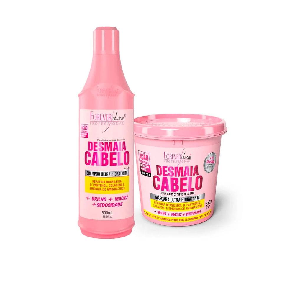 Kit Desmaia Cabelo Shampoo 500ml Máscara 350ml Forever Liss
