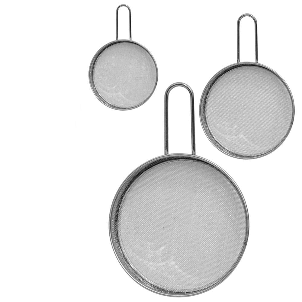 Jogo de Peneira Peneirinha Coador Inox para Cozinha 3 Peças
