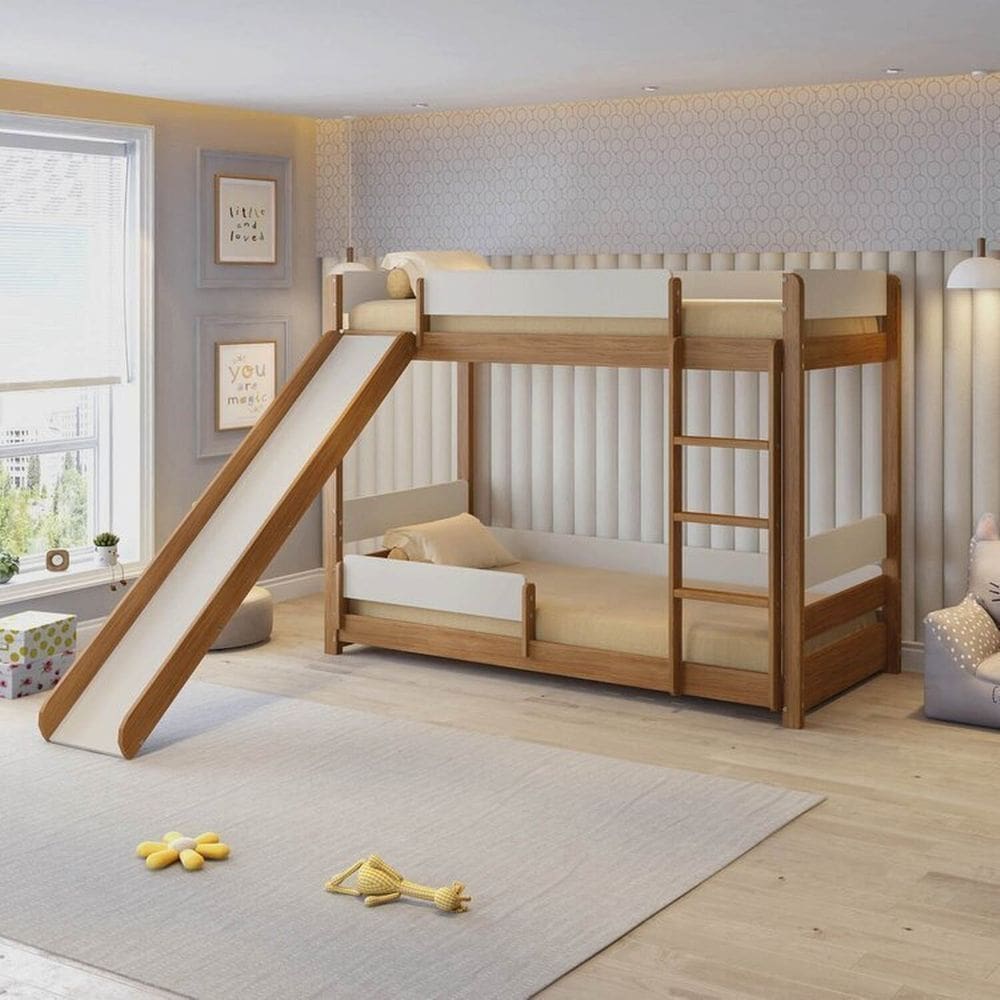 Beliche Reversível com Escorregador e Duas Proteções Aria Casatema Madeiraoriginals Nogueira/Branco