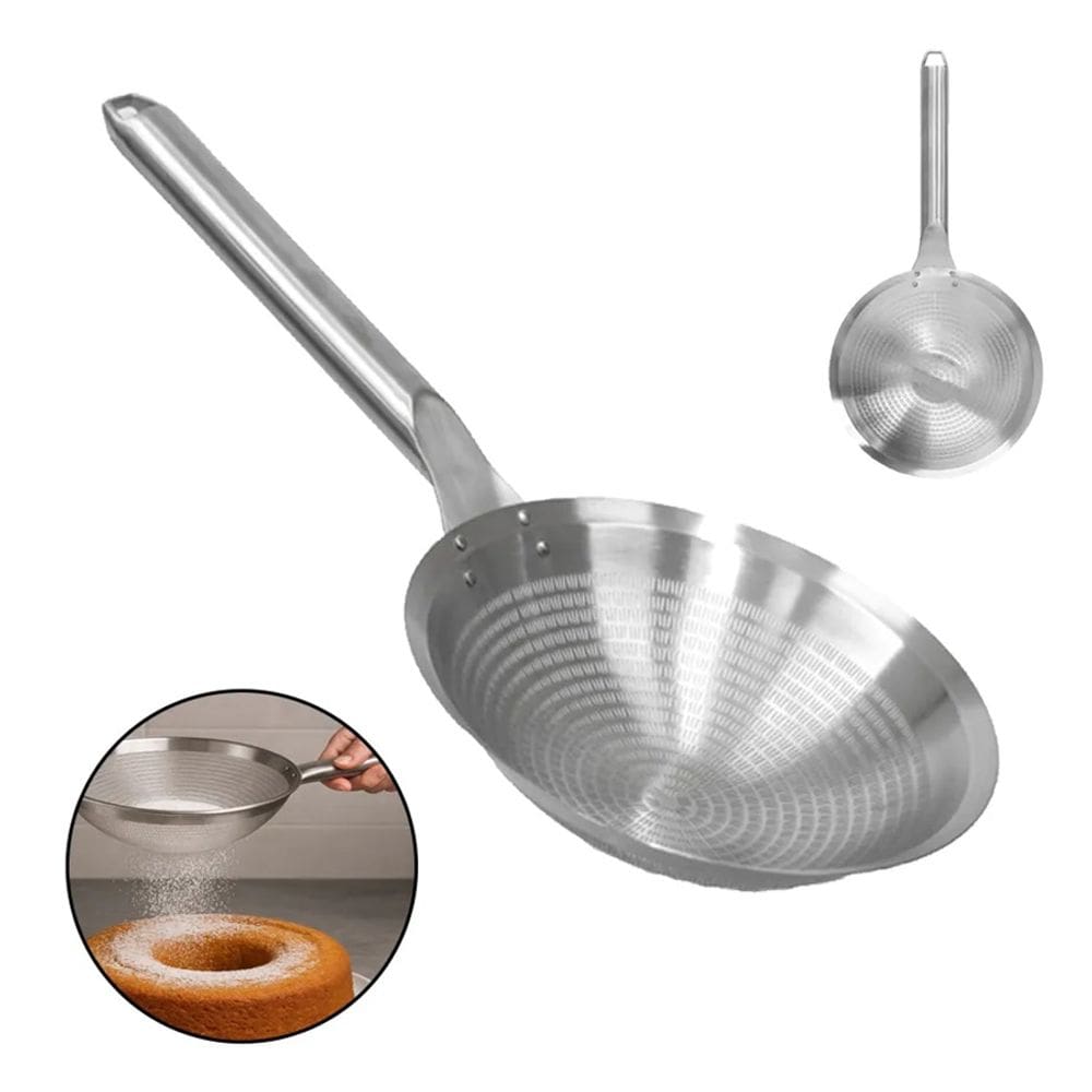 Escumadeira Peneira de Massas Total Inox Redonda 25x50cm FRG0251 Frigopro