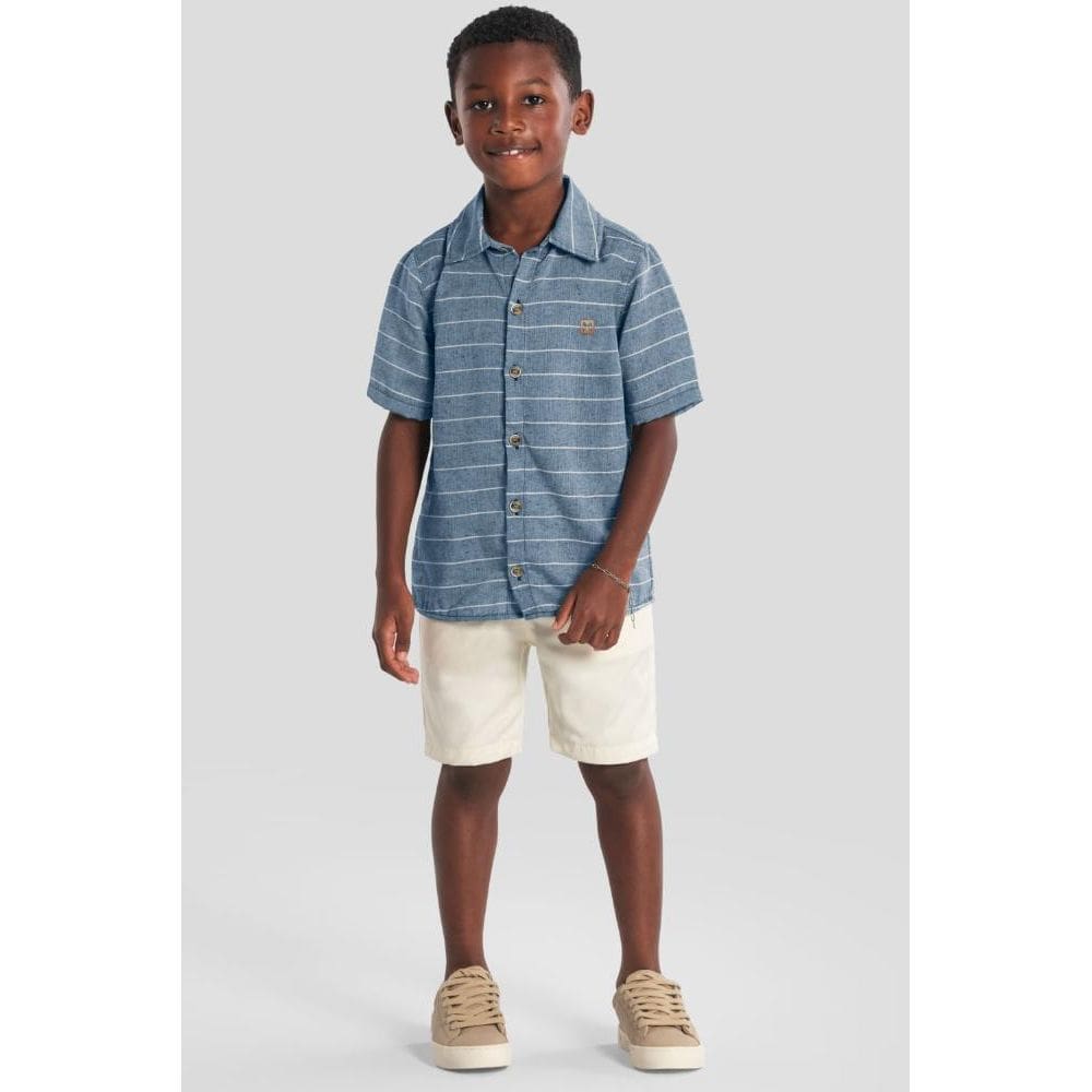 Camisa infantil menino fio tinto listrado Mundi