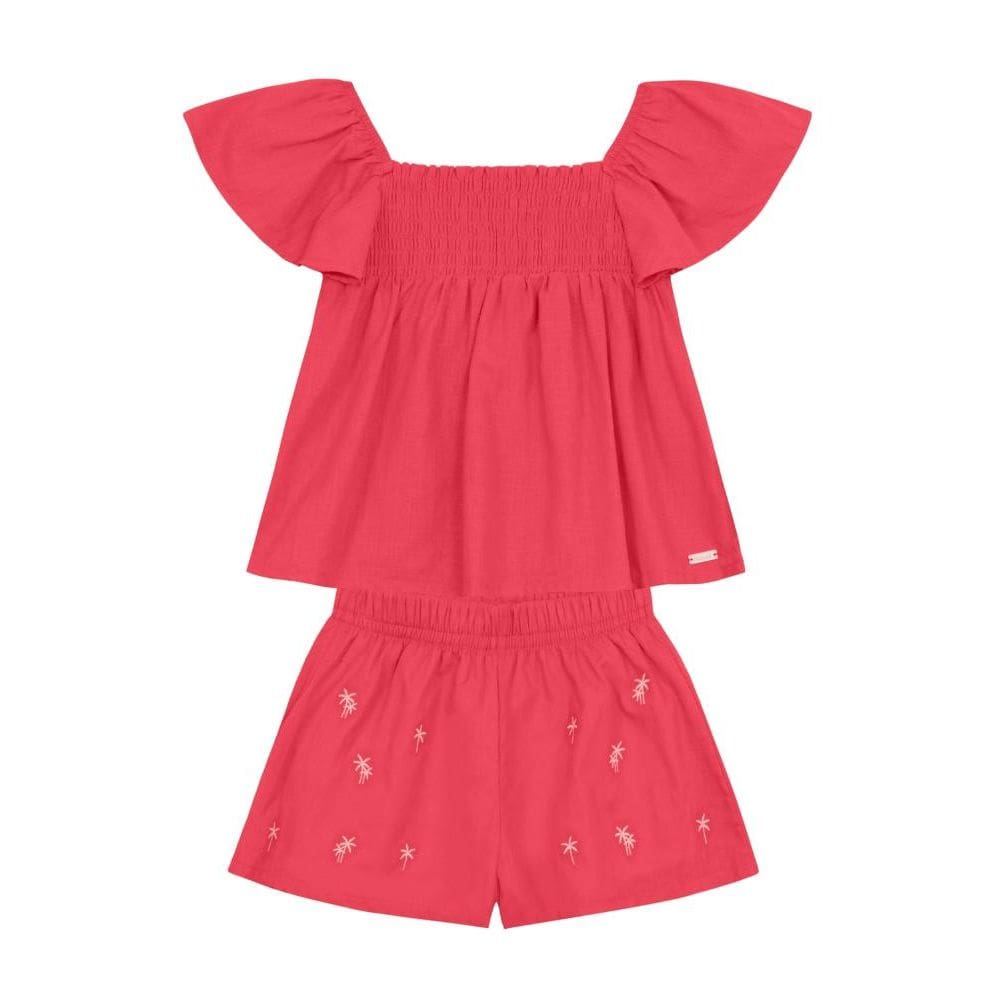 Conjunto infantil menina bordado floral Mundi