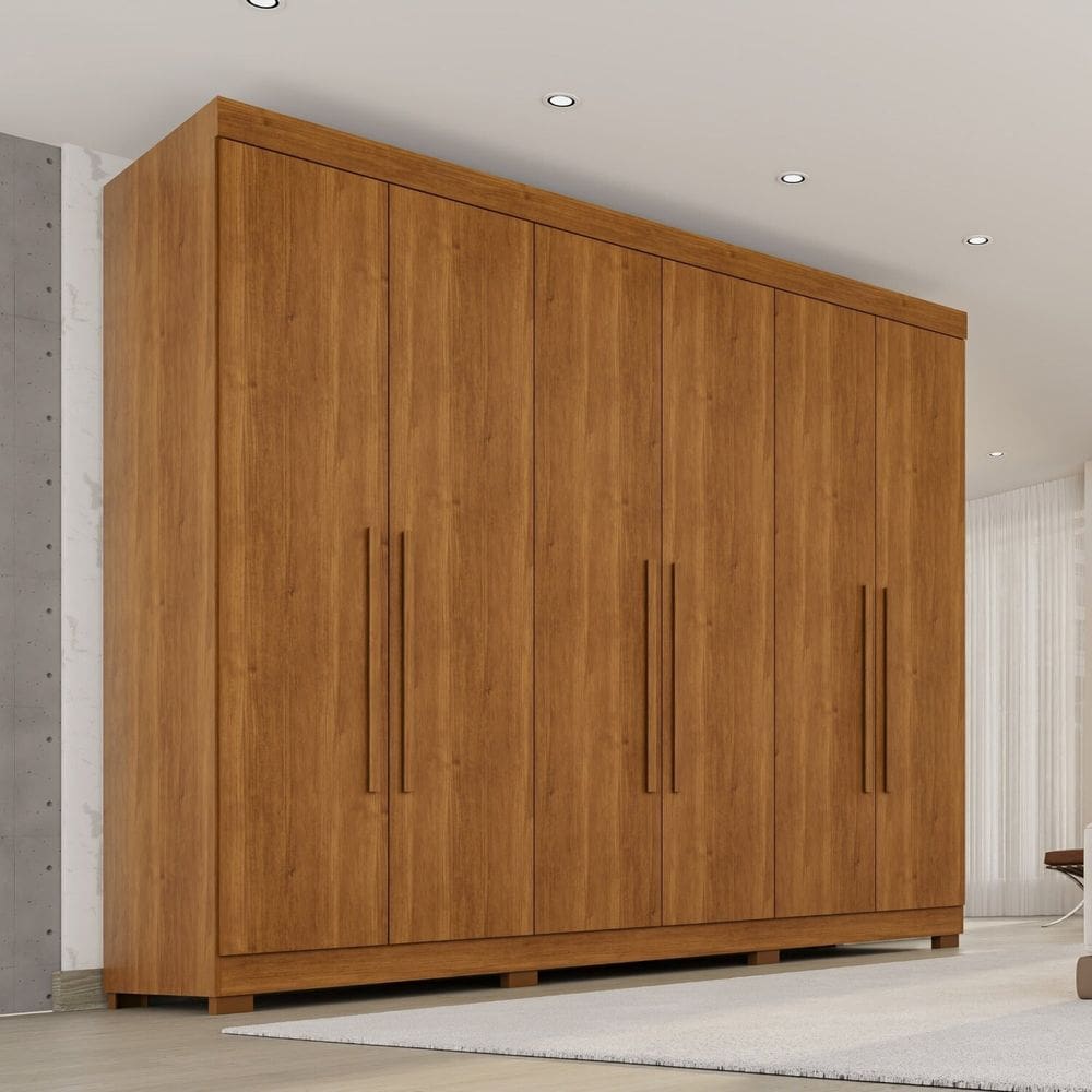 Guarda-roupa Casal 6 Portas 6 Gavetas com Pés 100% Mdf Órion Plus Cinamomo