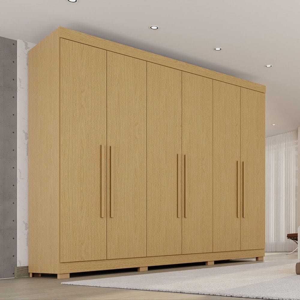 Guarda-roupa Casal 6 Portas 6 Gavetas com Pés 100% Mdf Órion Plus Jequitiba