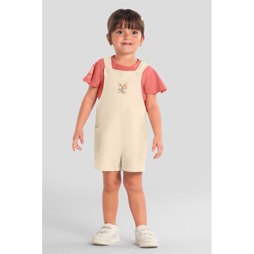 Conjunto infantil menina com jardineira Mundi
