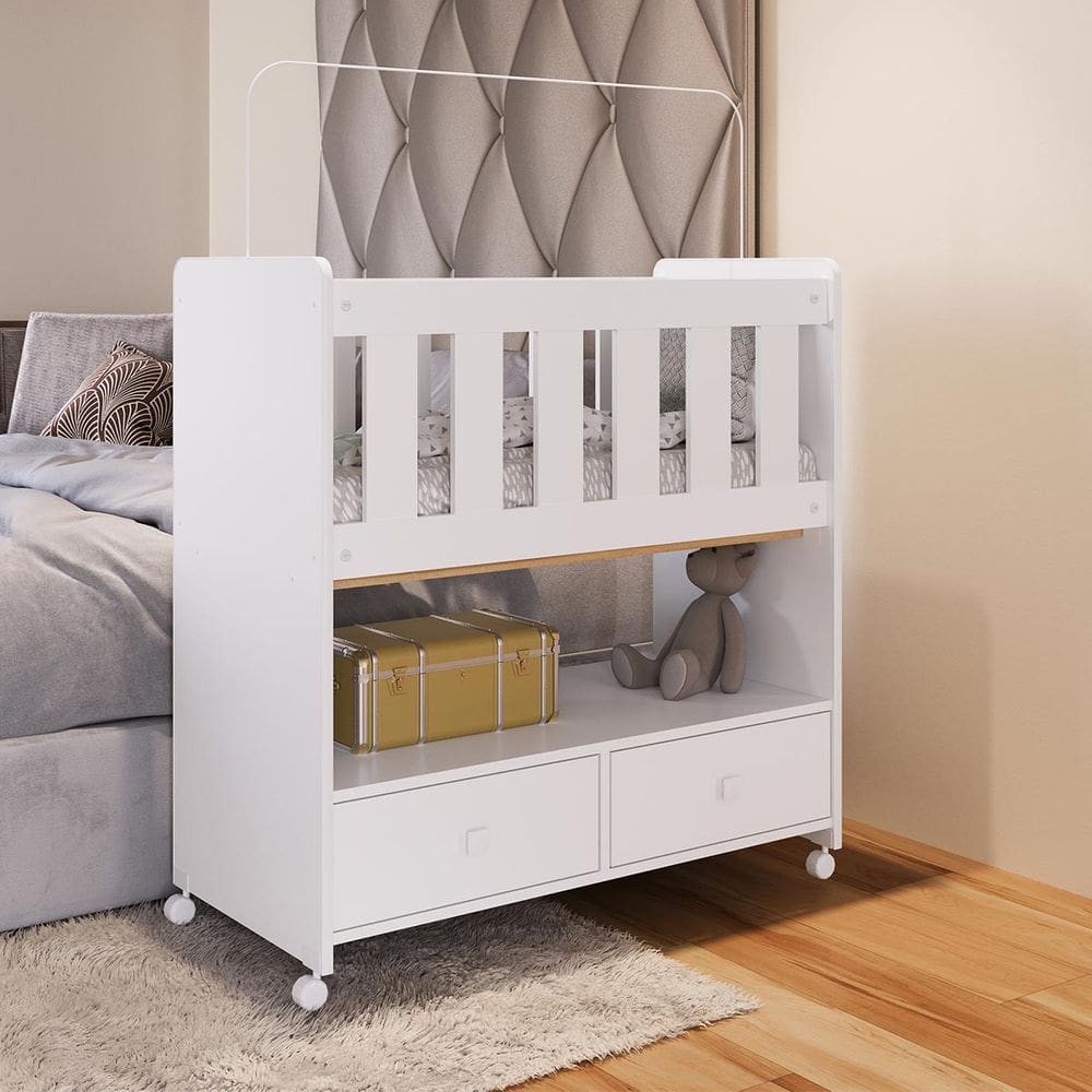 Mini Berço Moisés com Colchão 2 Gavetas Branco
