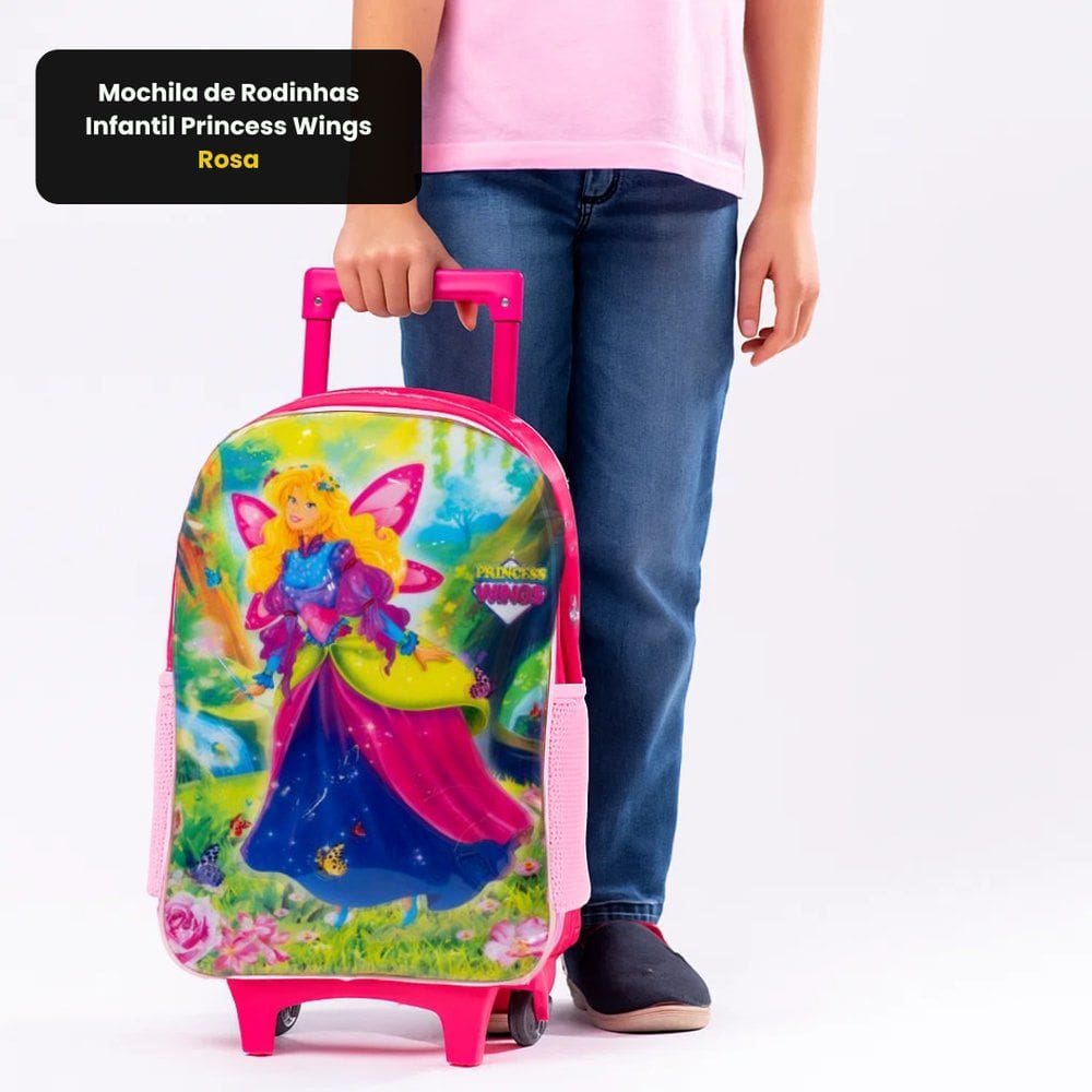 Mochila Escolar Passeio de Rodinhas Infantil Princess Wings