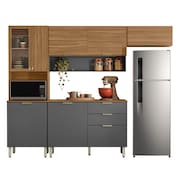 Armário De Cozinha Completa Com Balcão 8 Portas 2 Gavetas 2,50m Alba Demóbile