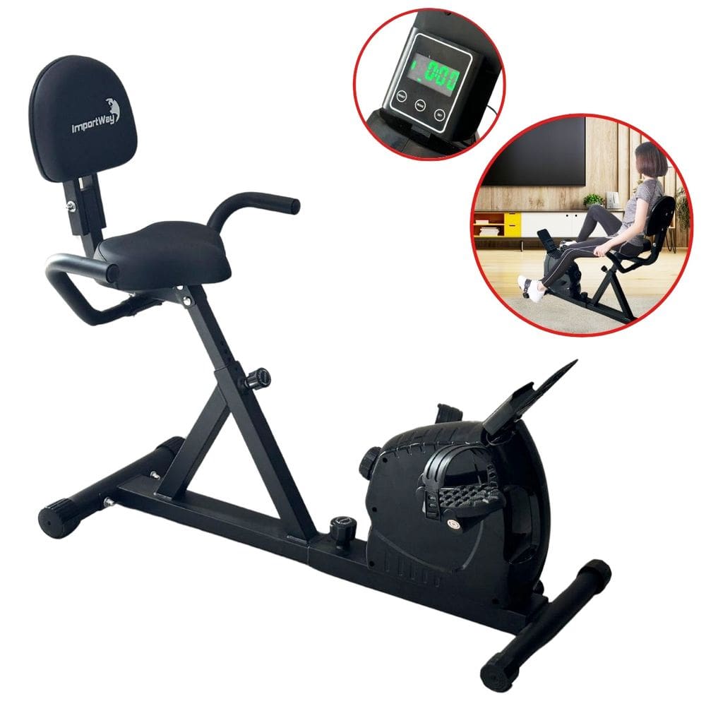 Bicicleta Ergométrica Horizontal Magnética Portátil com Display Suporta 120 Kg Importway Iwf008