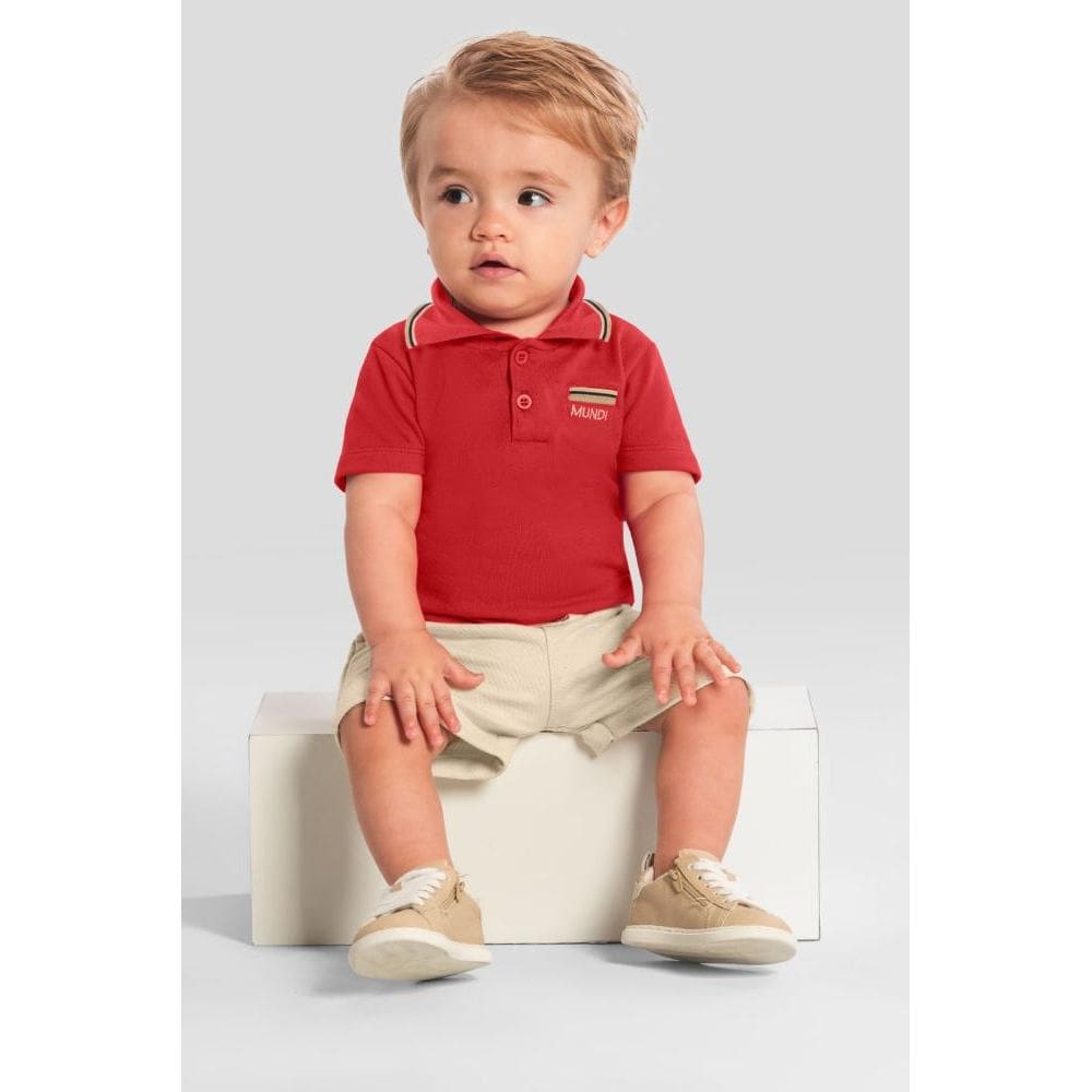 Conjunto bebê menino polo bordada Mundi