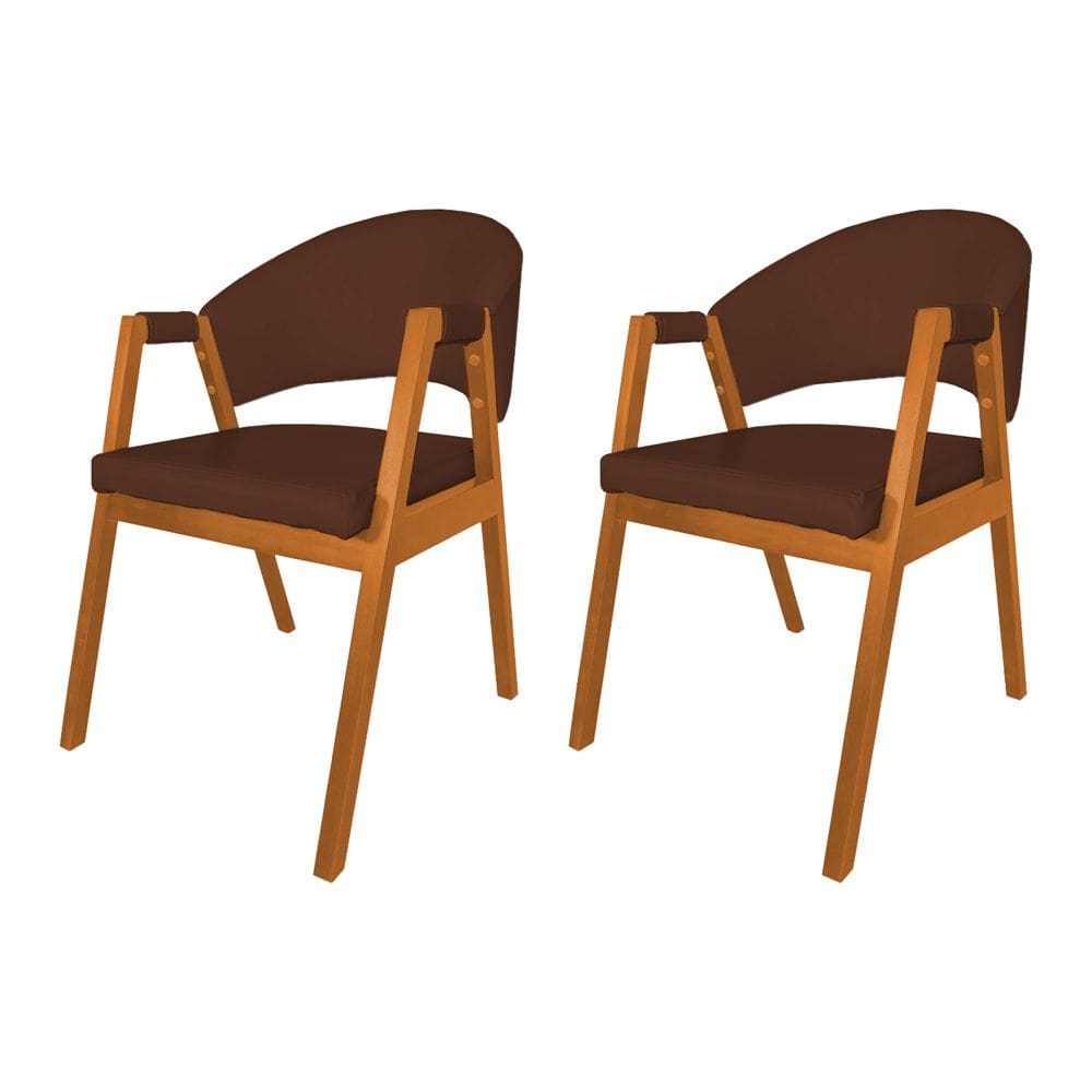 Kit 2 Cadeiras Helen para Mesa de Jantar Madeira Maciça Cerejeira Premium Facto - Marrom