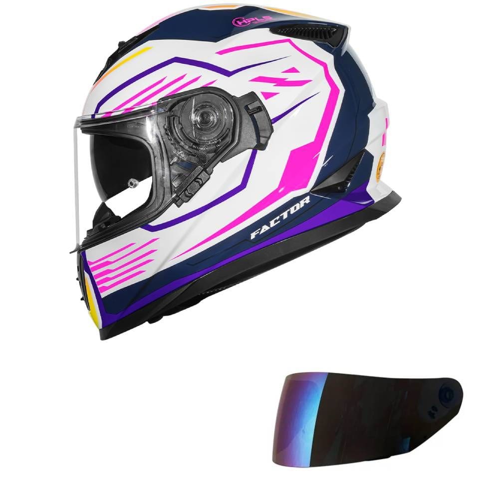 Capacete Norisk Soul II Factor Branco e Rosa Mais Viseira Camaleão