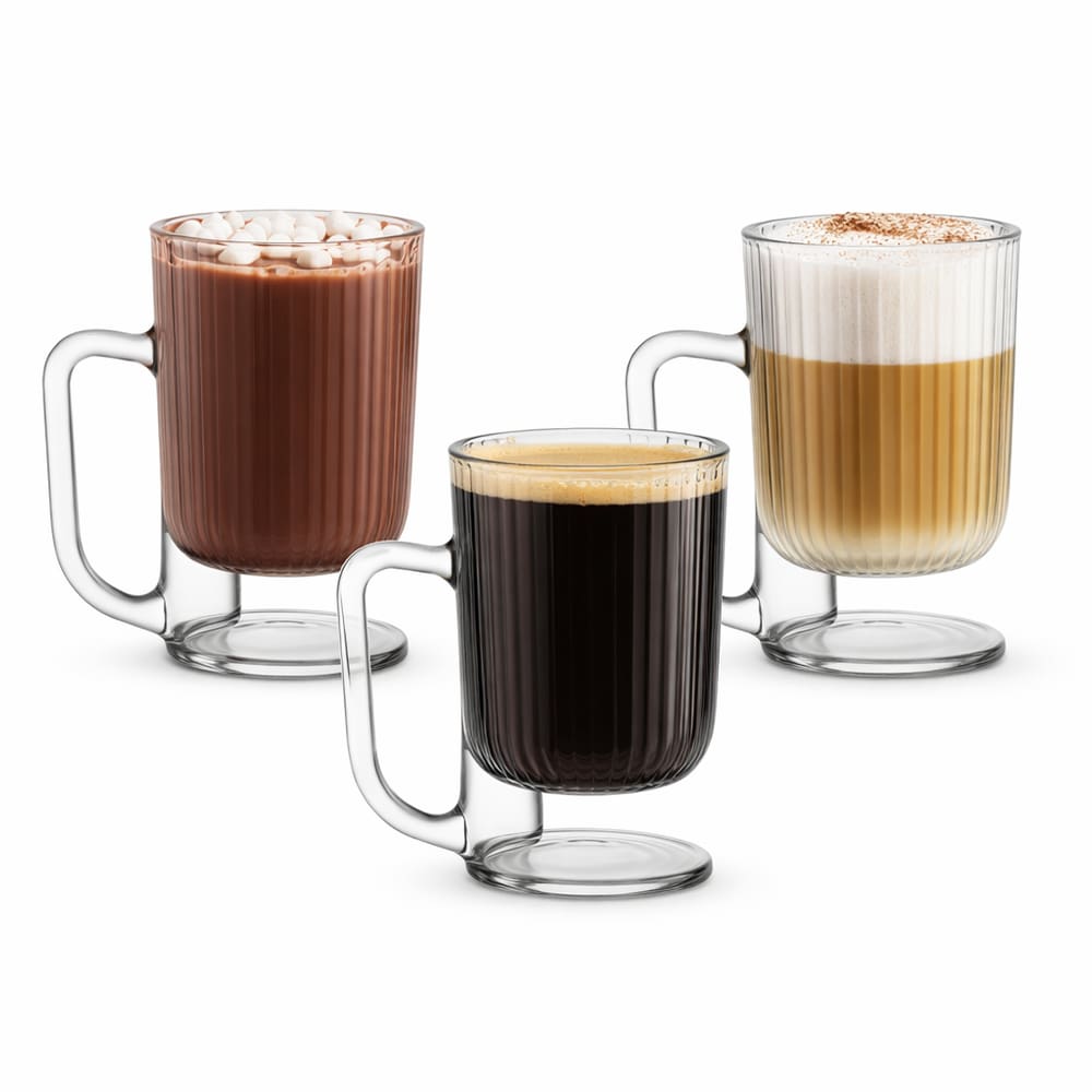 Jogo 3 Canecas Com Pé 220ml Savor City Glass Transparente