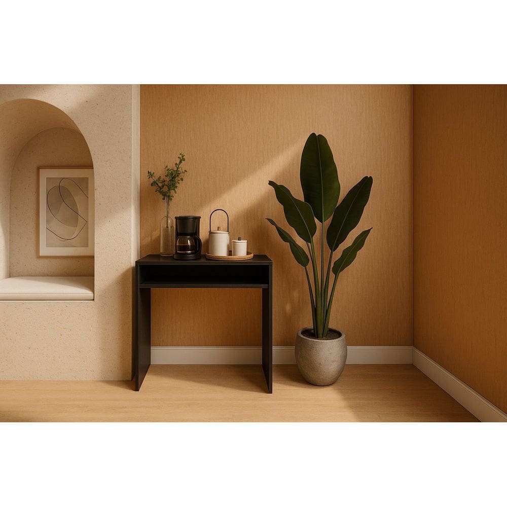 Cantinho Do Café Mesa De Apoio Aparador Com Prateleira Recepção Preto