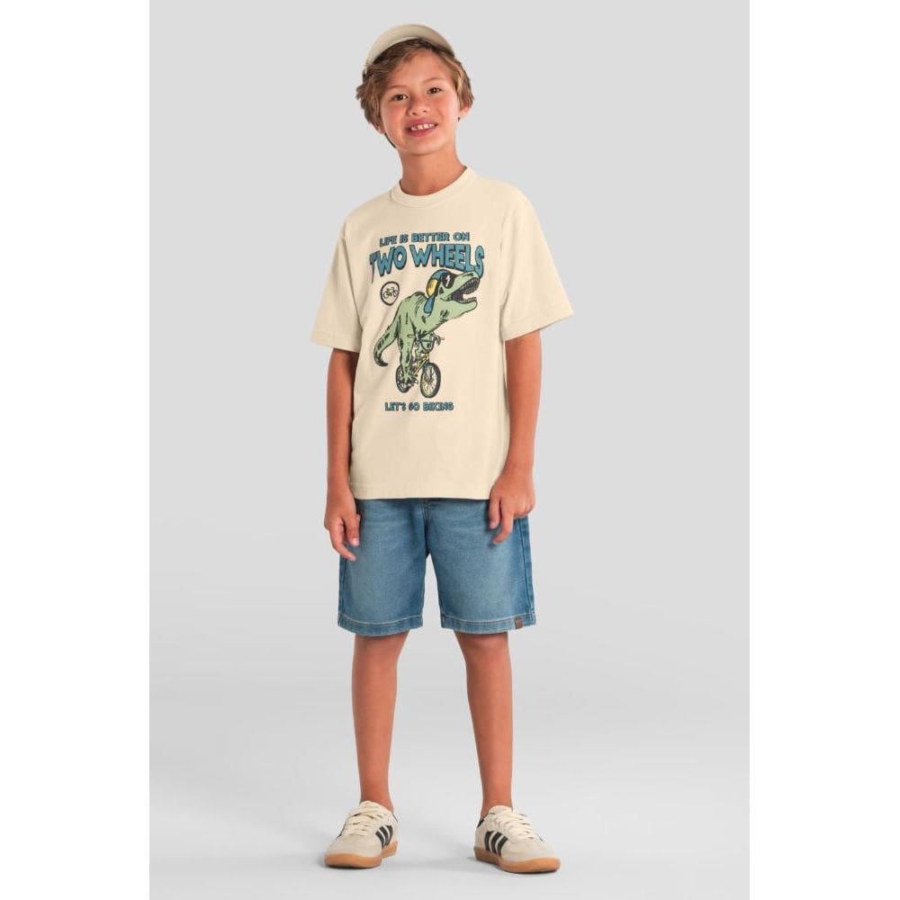 Camiseta infantil menino de dinossauro em malha Brandili