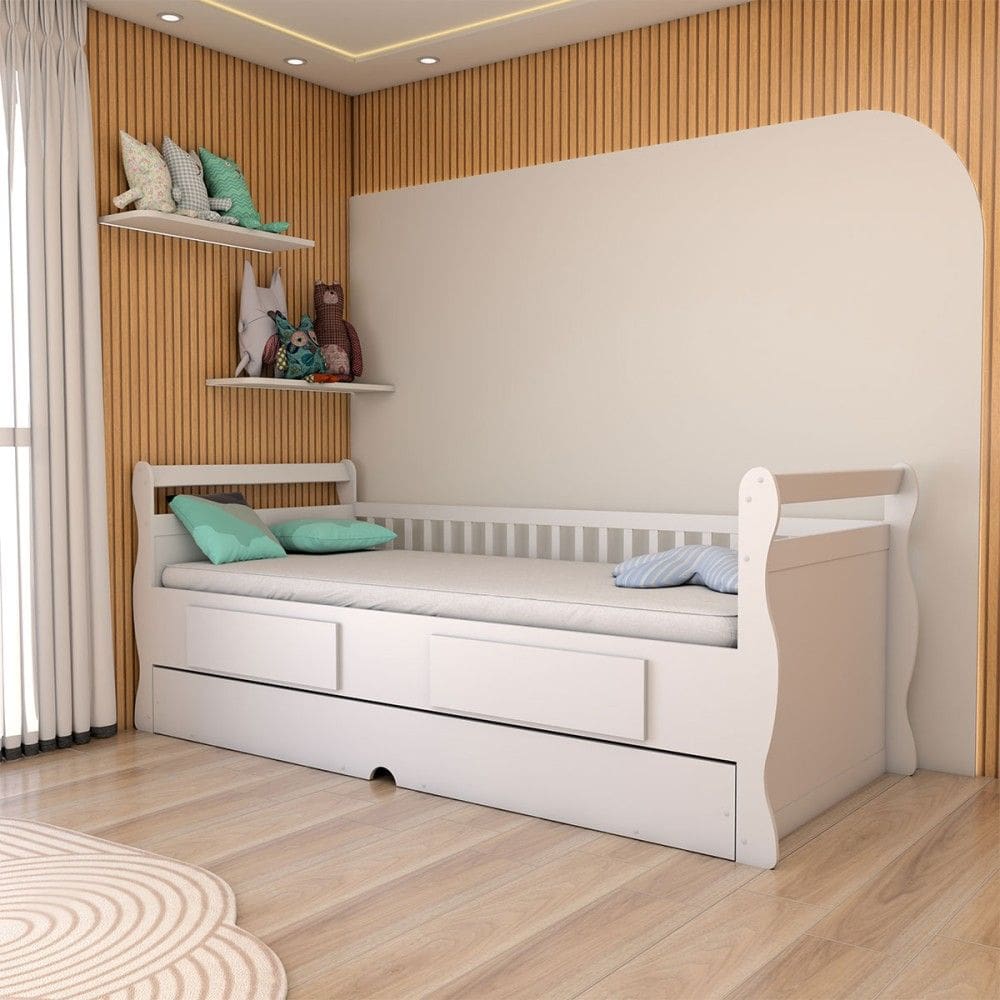 Cama Infantil Bicama Tesouro 2 Gavetas 100% Mdf Branco - Panorama Móveis